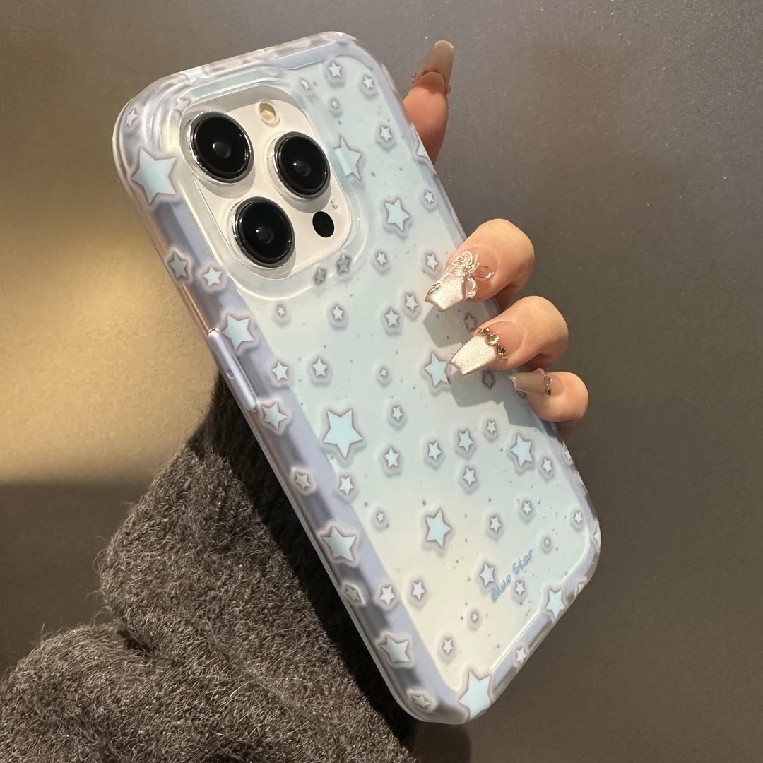 晕染满屏蓝星星二合一磨砂适用苹果16promax新款15pro/13手机壳14