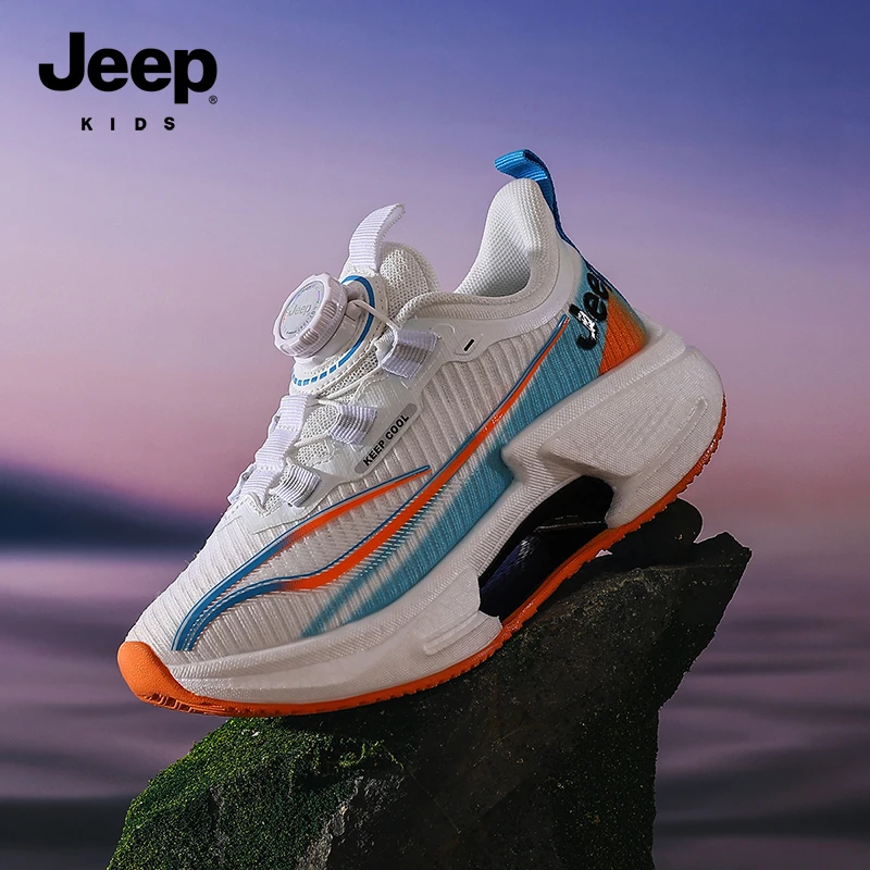 jeep碳板科技儿童跑鞋夏季透气防滑减震网面运动鞋男女童训练鞋子