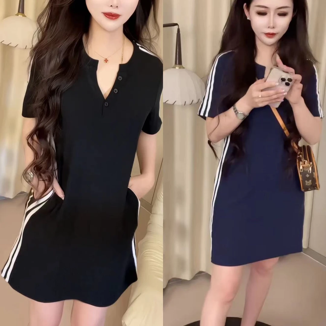 休闲夏季百搭减龄遮肚显瘦韩版连衣裙