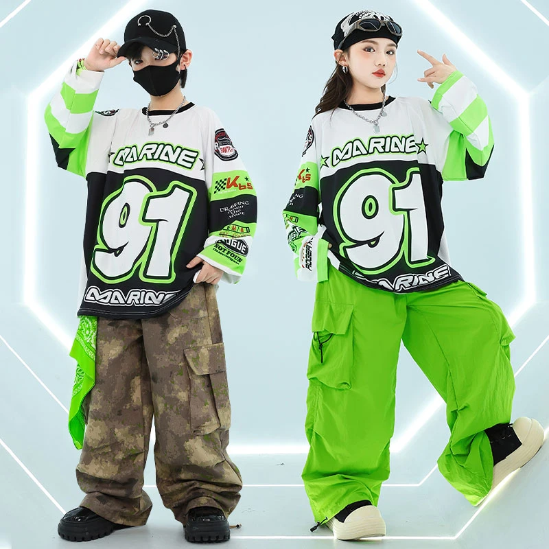 儿童潮酷嘻哈街舞表演服装女童男童时尚宽松演出服爵士舞潮服秋季