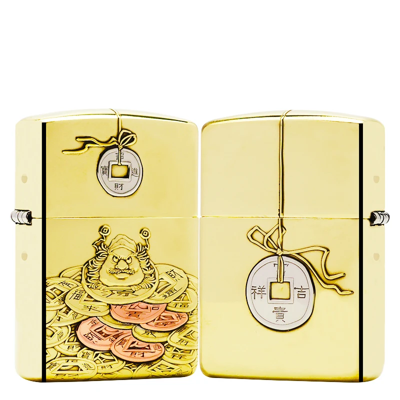 ZIPPO/之宝打火机【铜钱钟馗】黄铜盔甲机原装正品煤油机DYJ1