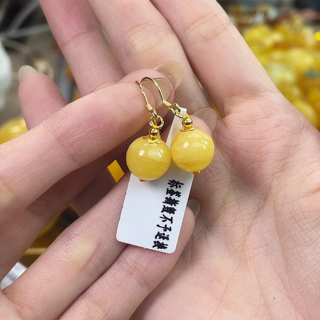 琥珀银S925镶嵌珠宝奇石琥珀蜜蜡J