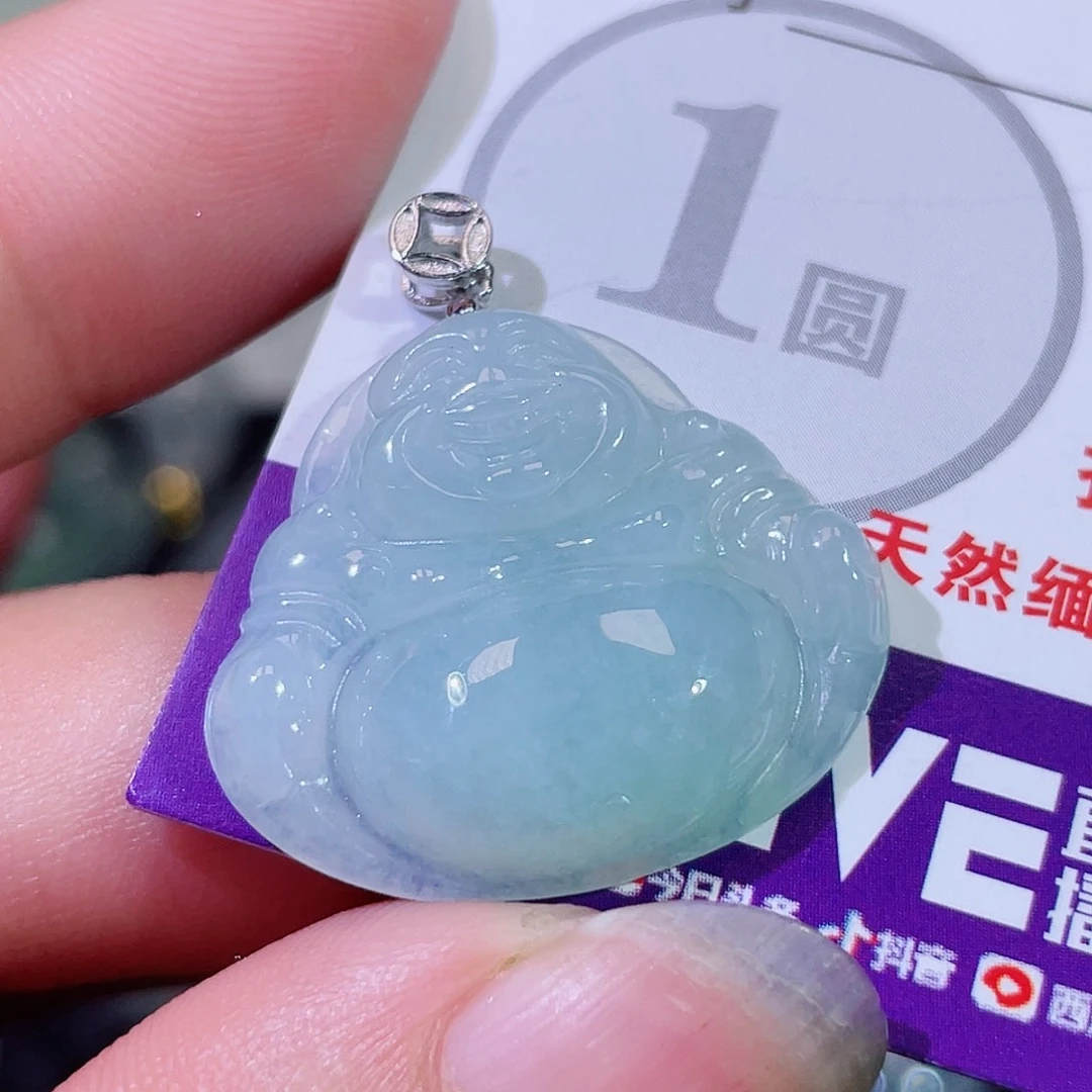 颈饰18K金镶嵌翡翠佛公