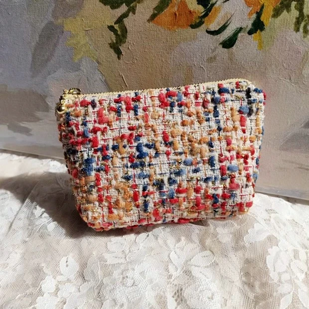 ins小号零钱包印花口红化妆包女生月事包迷你收纳袋布艺拉链包