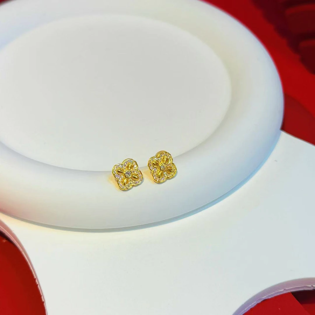 925银耳饰 金刚杵四叶草耳针【智慧 清净 平衡 力量】HNZ10157