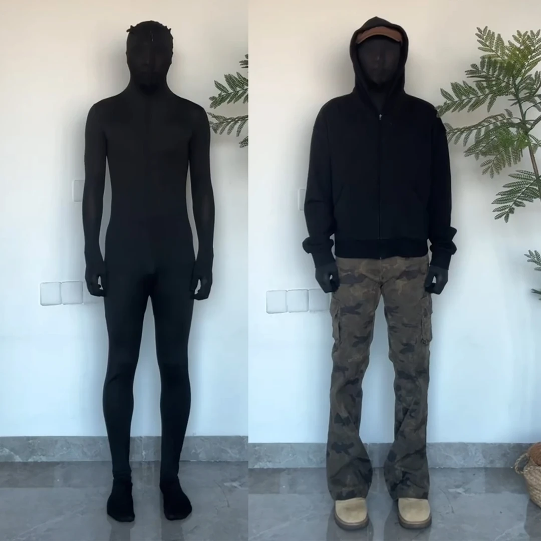 黑衣人穿搭美式迷彩工装裤男高街vibe伐木裤子修身直筒显瘦微喇裤