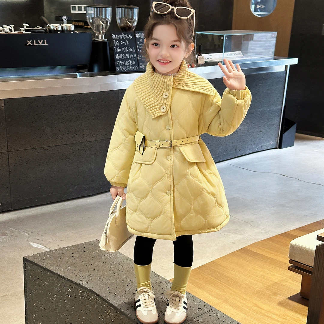 女童外套2025新款秋冬装儿童网红洋气超好看中长款女孩夹棉加厚潮