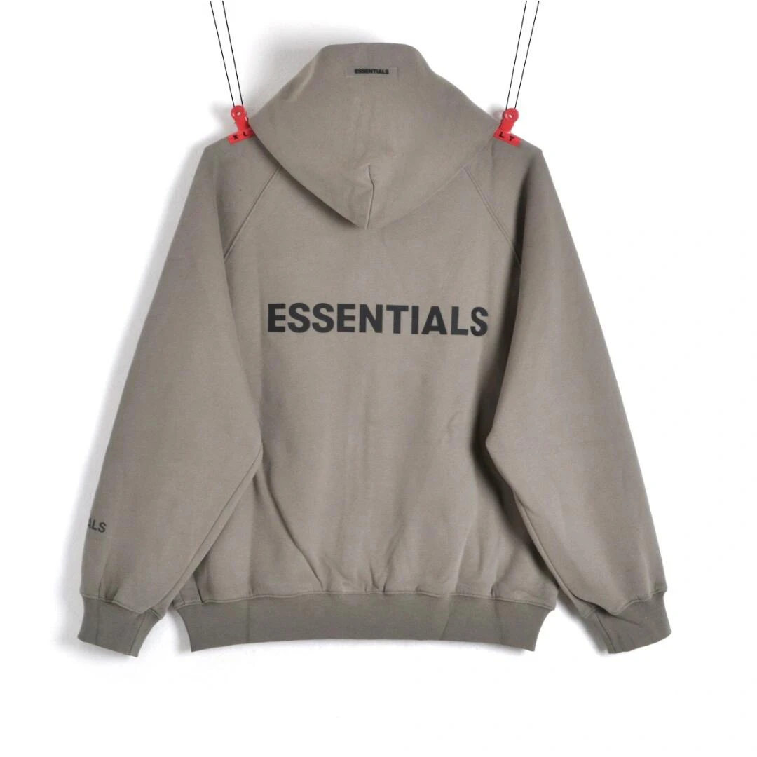 【送短袖】essentials抓绒连帽开衫拉链帽衫男女同款休闲长袖加绒