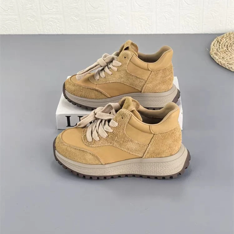 8892头层牛皮厚底超轻百搭高帮阿甘鞋