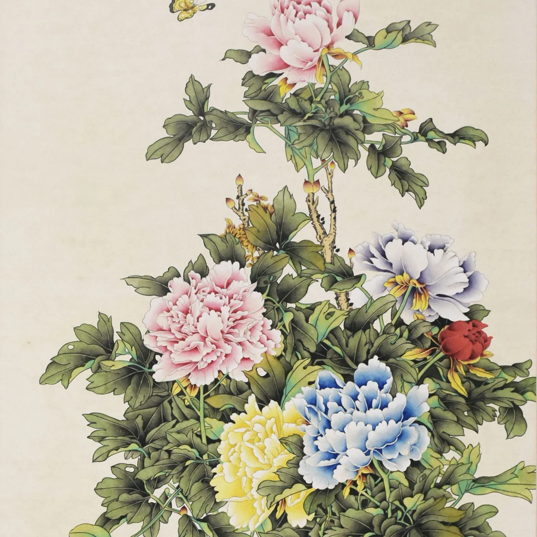 HM9244 宋老 牡丹蝴蝶 119×54cm 纸本立轴