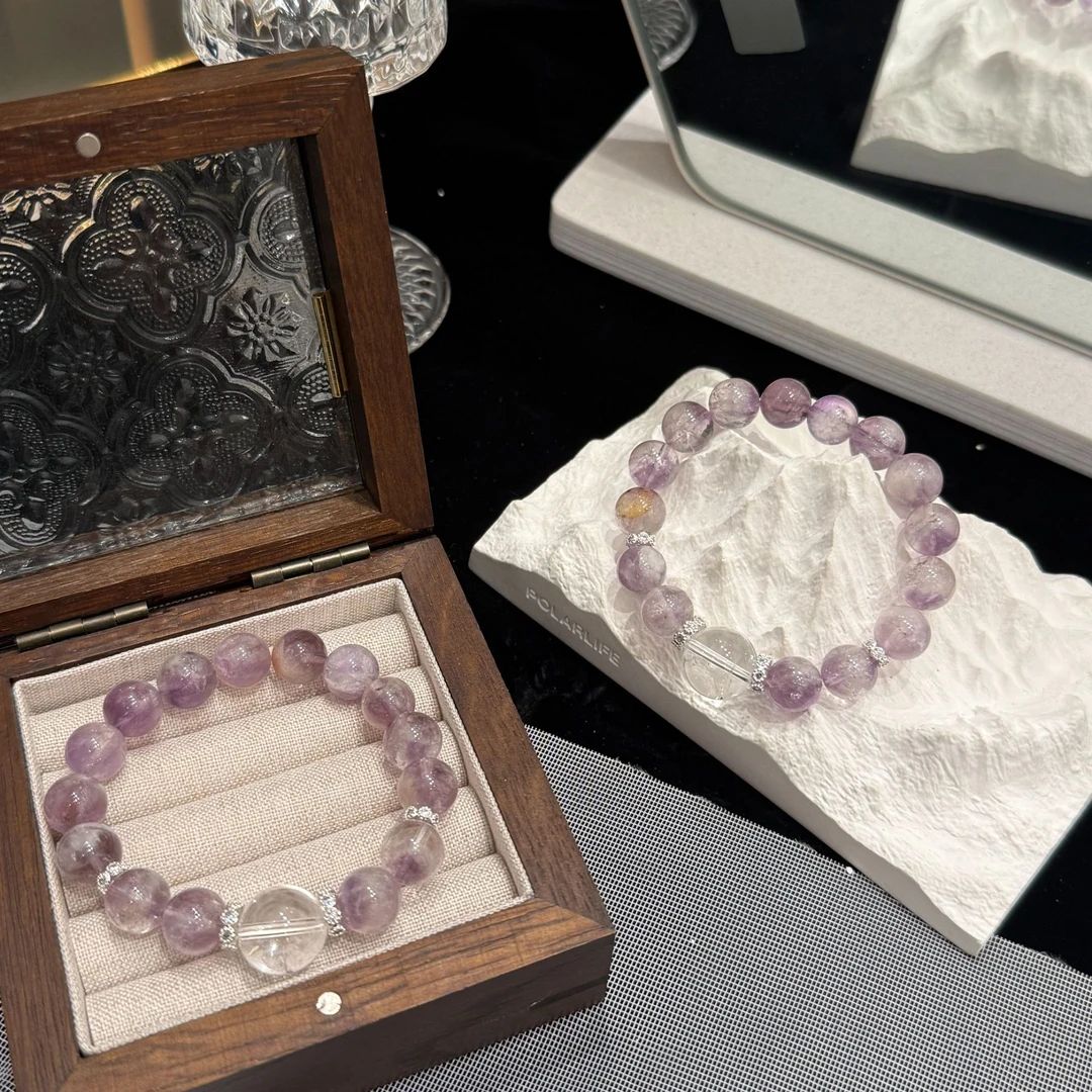 【紫境星河】天然水晶紫兔毛手串女生2025新款显白温柔白水晶手链