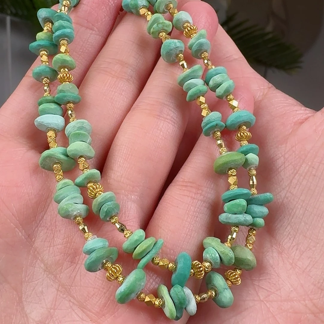 绿松石珠宝奇石18K金镶嵌
