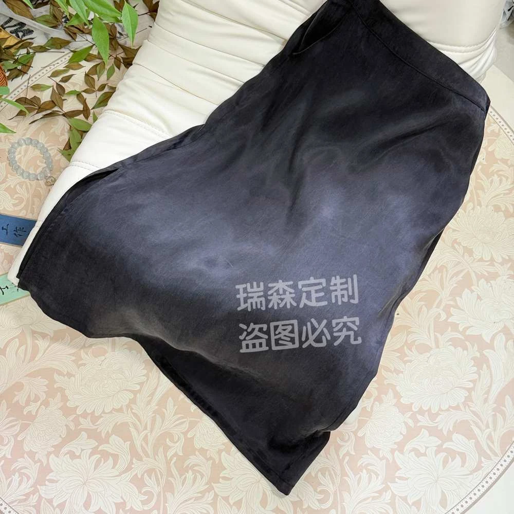 672 奶皮子霜感大王缎纯色半身裙舒服一步裙-腰围70-裙长81