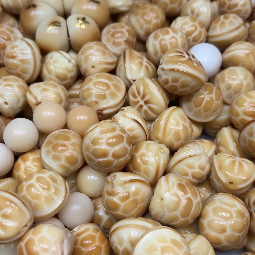 手串菩提根/象牙果瑕疵炭烤大富甲10颗有裂