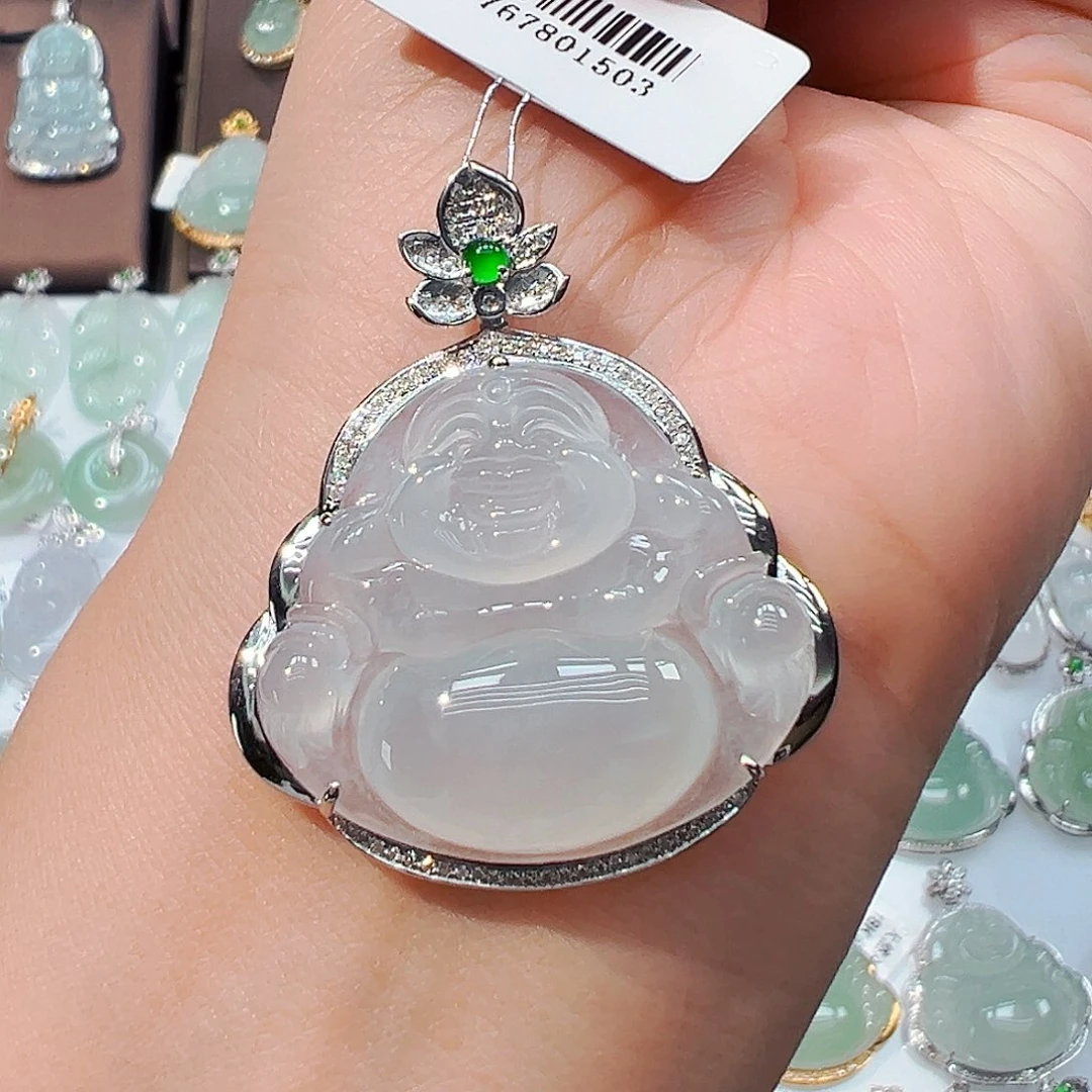 翡翠18K金镶嵌吊坠(不含链)佛公