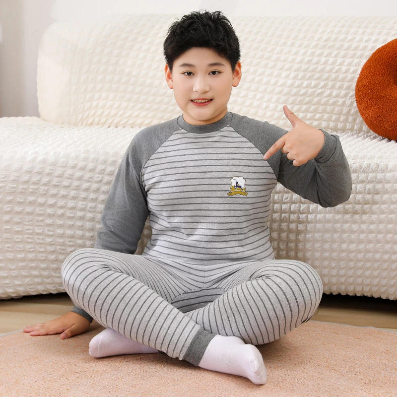 胖童秋衣秋裤套装儿童纯棉保暖内衣男女童全棉加肥加大薄款打底衫