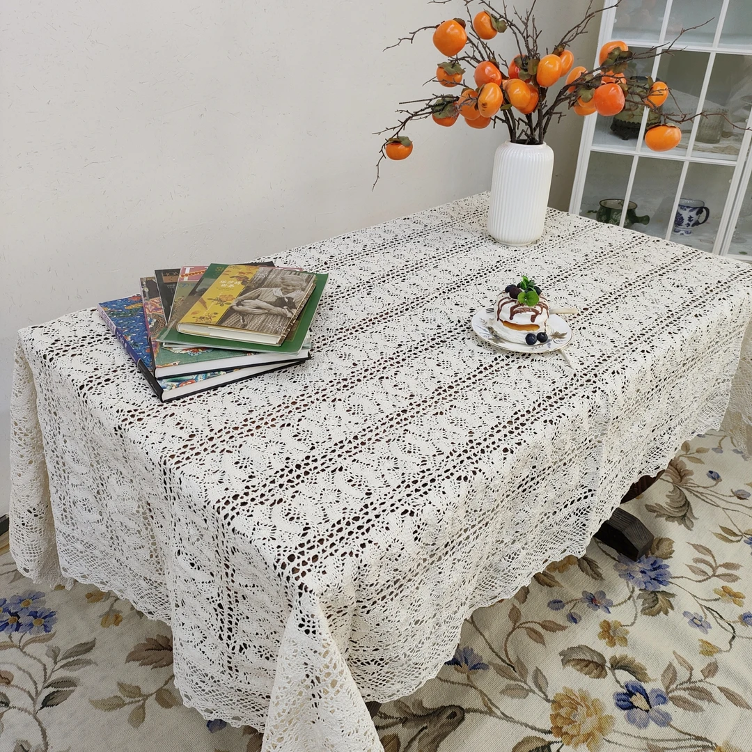 C201 机钩 长方桌布 本色 棉质 125×180cm