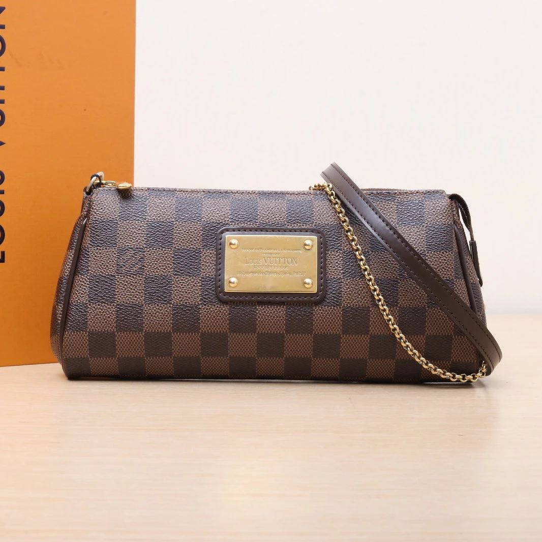 95新 LouisVuitton/路易威登 【娇】EVA 链条包 棕色棋盘格704929