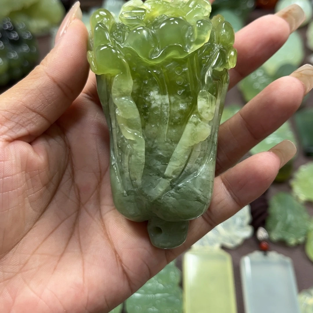 未镶嵌蛇纹石玉手把件小手把