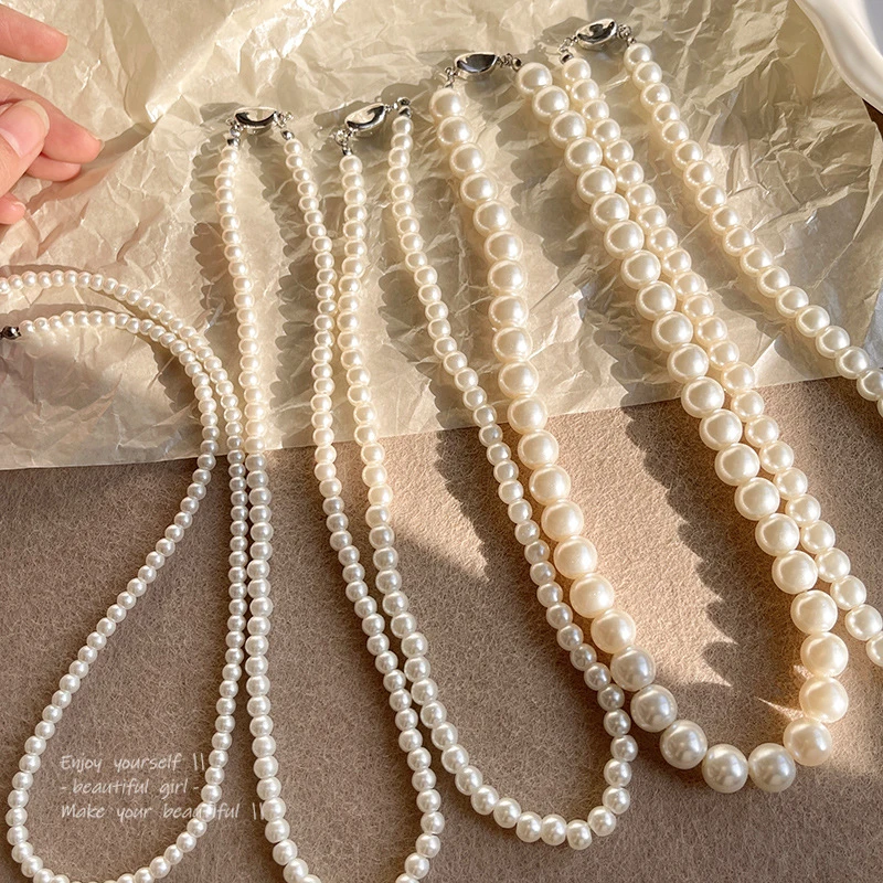 合金仿珍珠项链 元宝扣珍珠项链女法师复古巴洛克珍珠锁骨链百搭