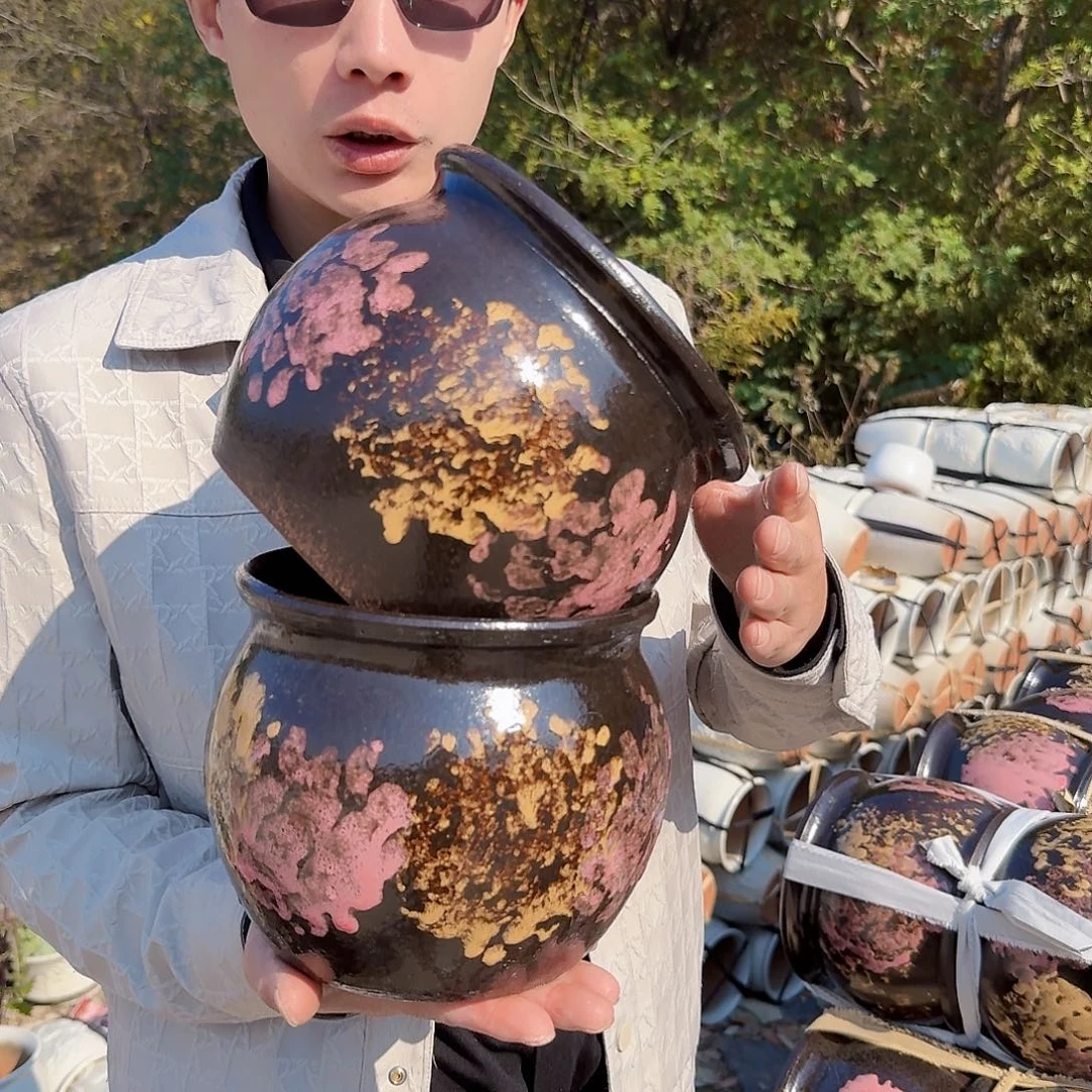 紫砂花盆口18高17（两个胖子姹寂红色