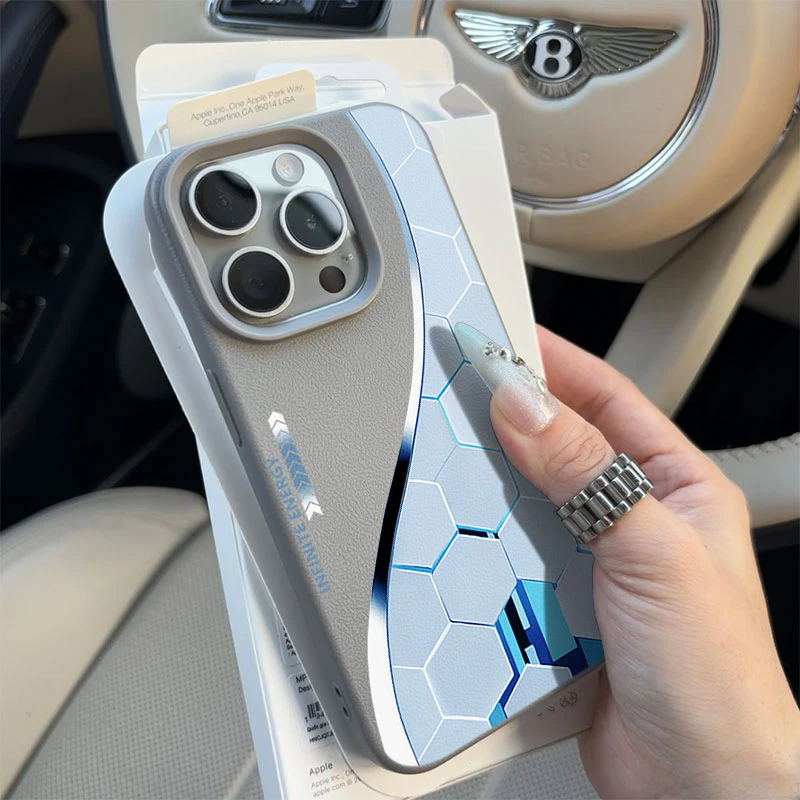 极光菱形适用苹果16p/15手机壳iPhone14promax13荔枝纹12软11防摔