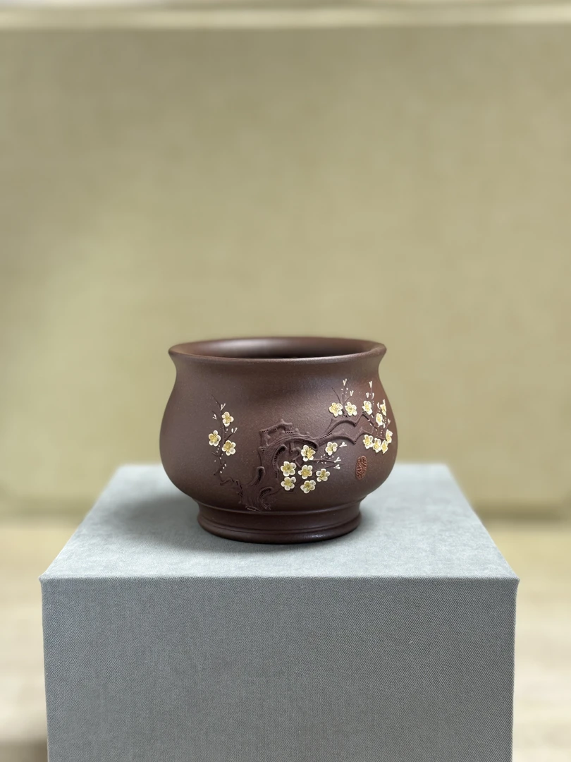 全手工精美刻字梅香本绿主人杯容量180cc茶杯纯手工品茗杯茶具