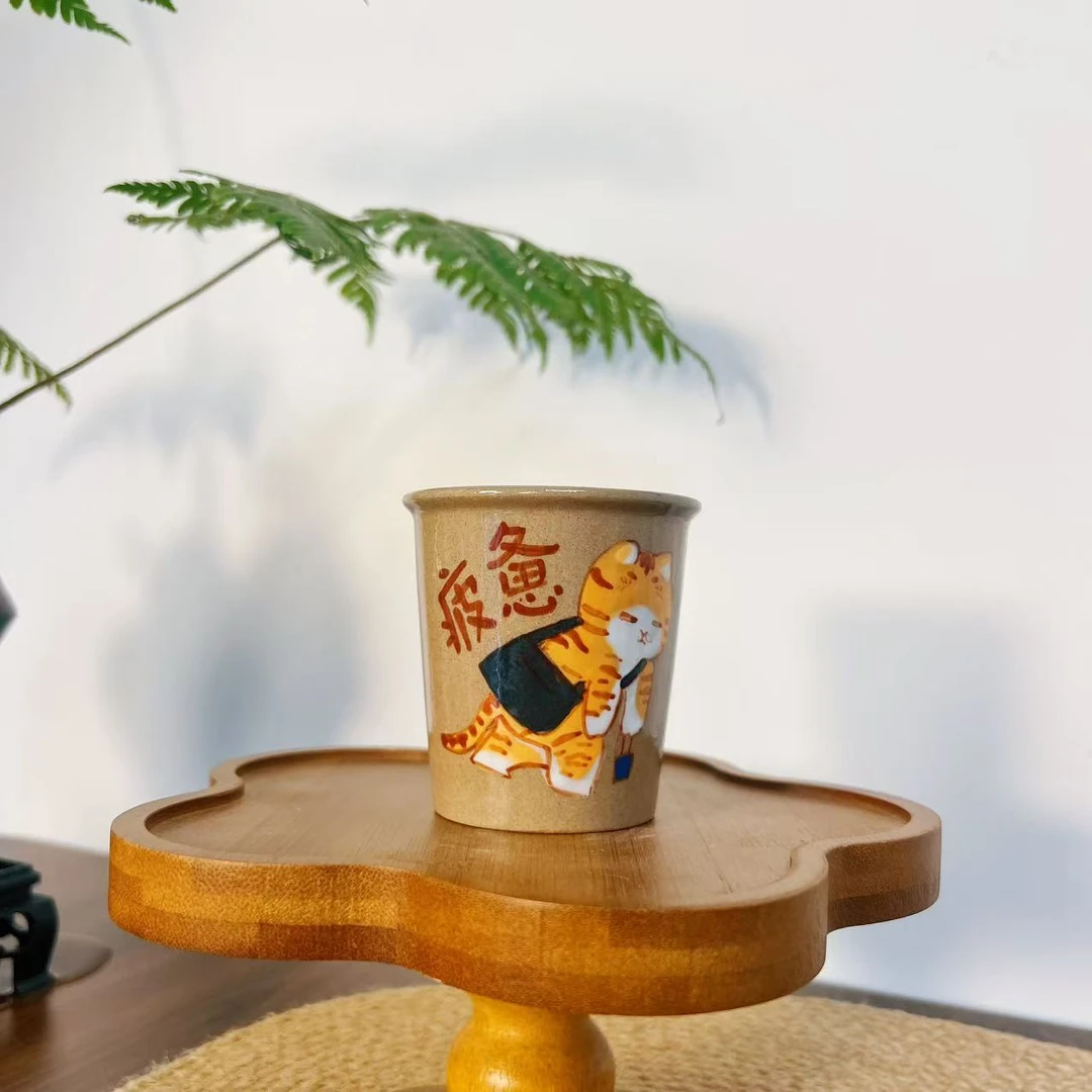 【直播-不带盒子】高温釉下彩小号可乐杯陶瓷杯014