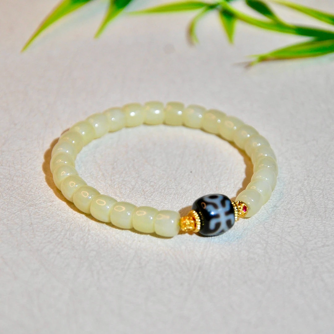 【龙老板】贵贵珠珠配黄口和田玉老型手串A2790010