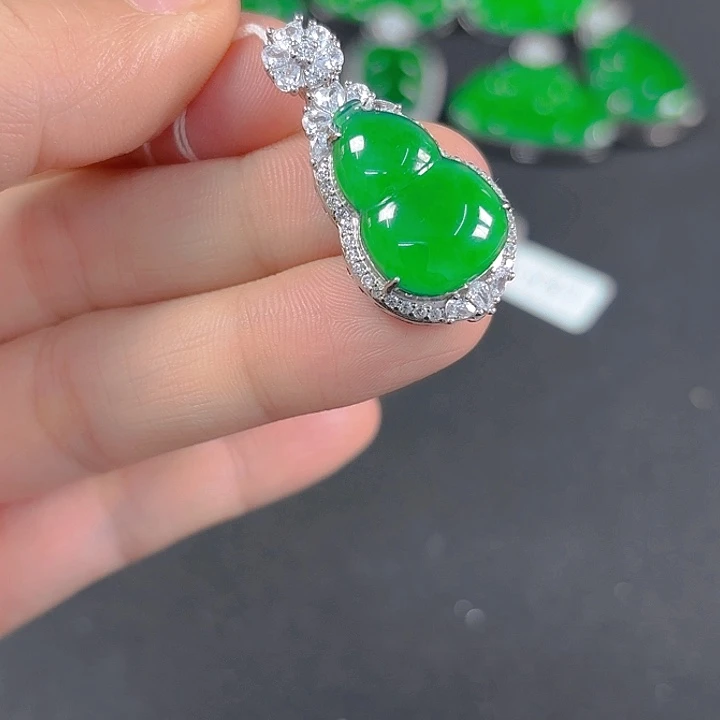 翡翠银S925镶嵌吊坠(不含链)