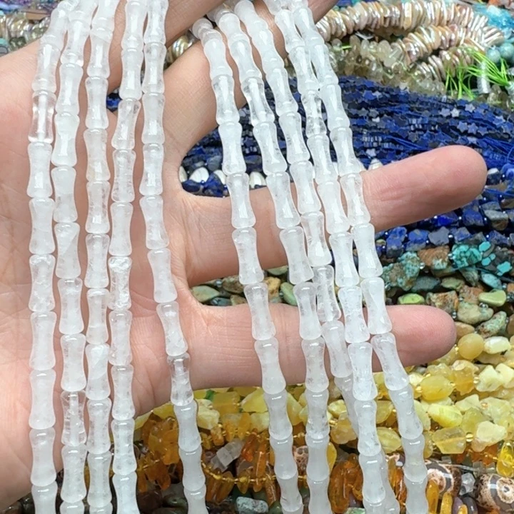 合金玛瑙/玉髓珠宝半成品一条5x12mm白水晶竹节