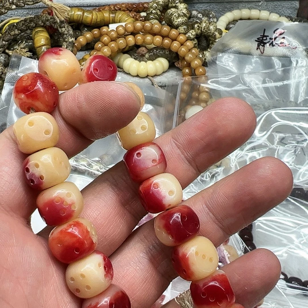 驼骨手串/手链111驼骨六方雕刻手持有粽裂