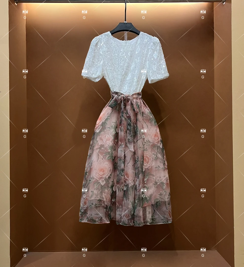 【M】春夏丨设计师轻奢法式印花女士连衣裙 GS-55177