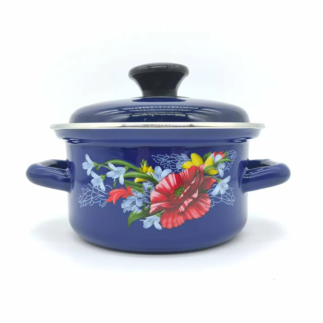 俄罗斯原装进口怀旧复古1升高端搪瓷柱形锅 奶锅 带盖汤碗