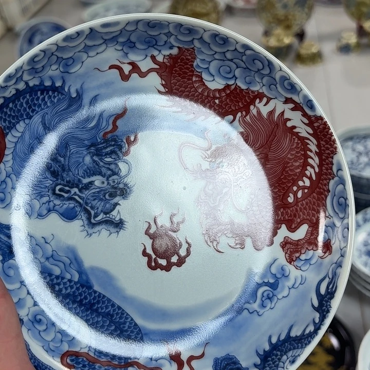 瓷片双龙戏珠大胡乘景德镇