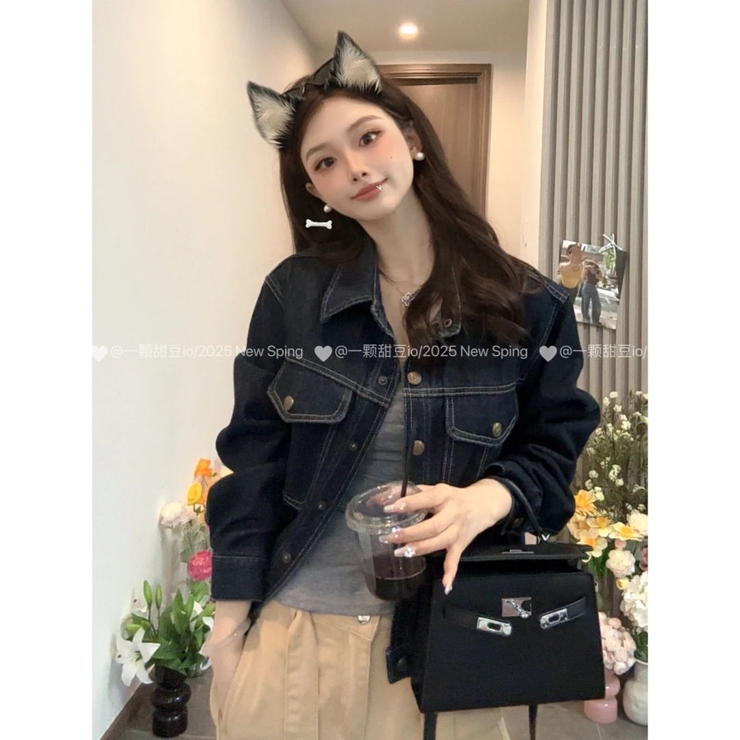牛仔外套女2025春季新款韩系复古百搭短款丹宁色长袖外套女春秋