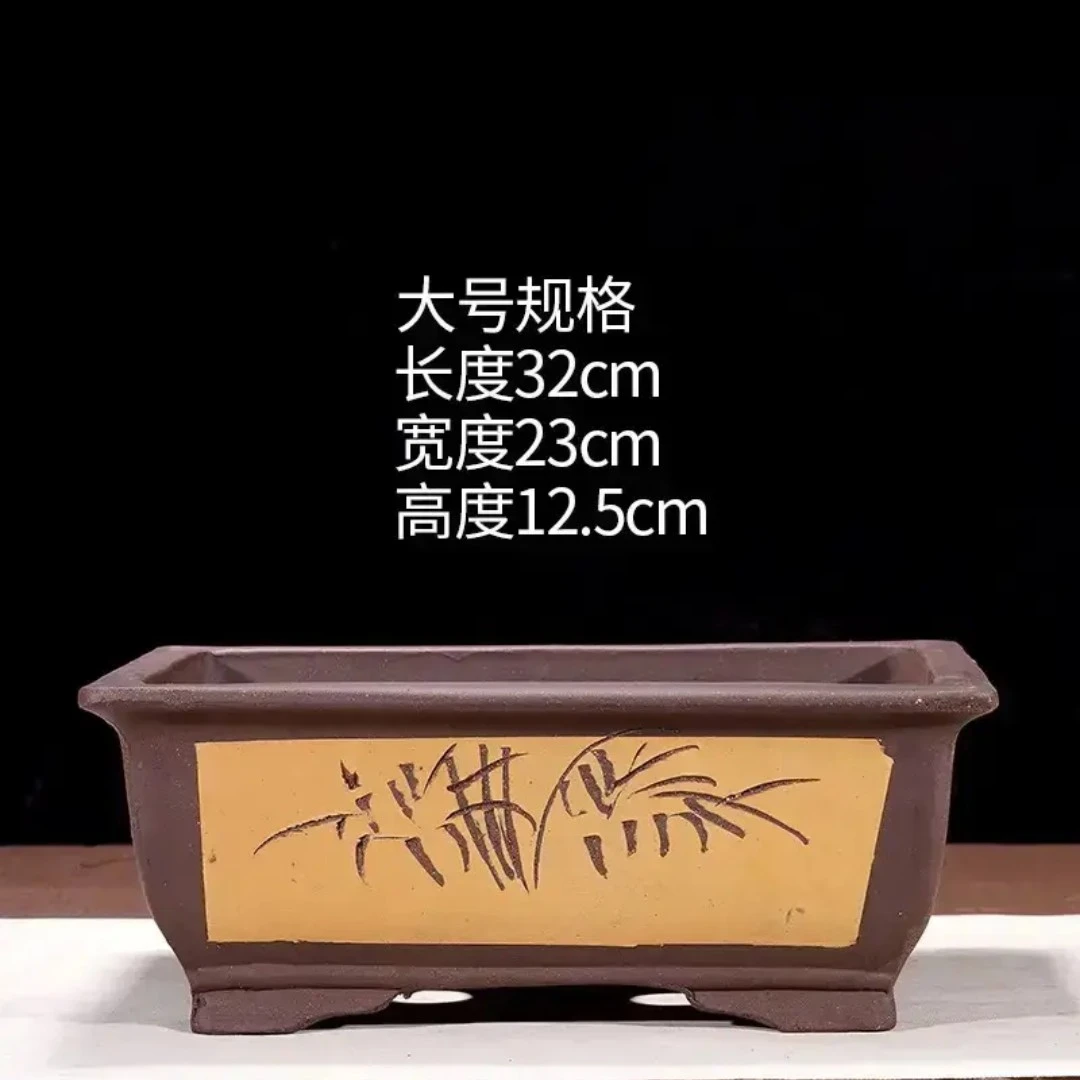 特大号长方形紫砂马槽花盆室内花卉盆假山造景花盆