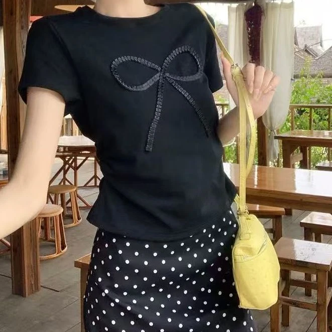 伊宝贝家蝴蝶结T恤+波点半身裙99122+99362
