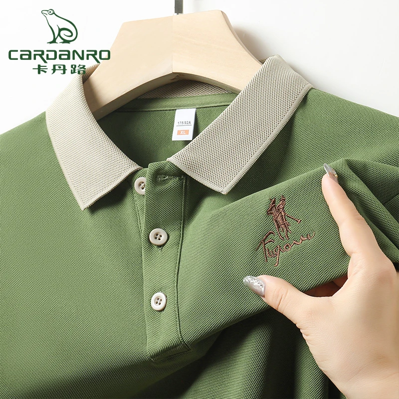 卡丹路夏季中年男士翻领短袖t恤爸爸装打底衫休闲薄款