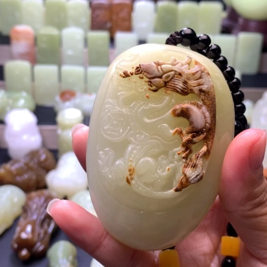 石材方解石手把件