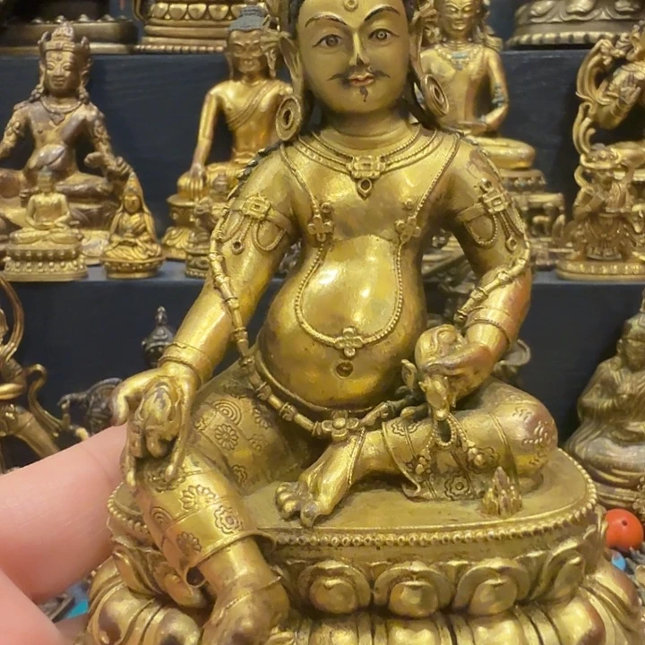 红铜鎏金黄财神造像