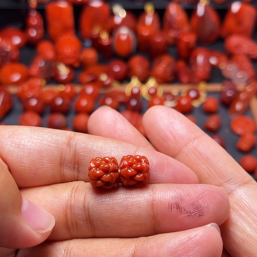 南红玛瑙未镶嵌配饰对珠9.6mm