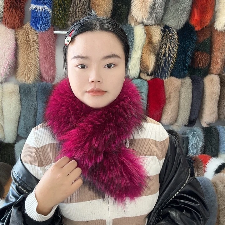 王***丫二层牛皮真皮真毛火龙果色