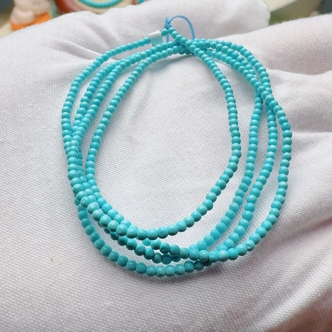 绿松石未镶嵌高瓷蓝小米珠链毛衣链1.9