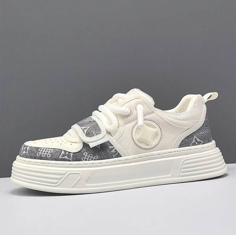 夏季透气休闲百搭防滑韩版厚底小白鞋男士休闲板鞋时尚拼色