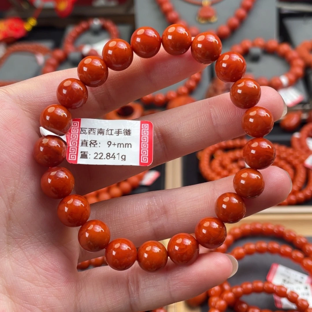 南红玛瑙瓦西单圈9+mm未镶嵌