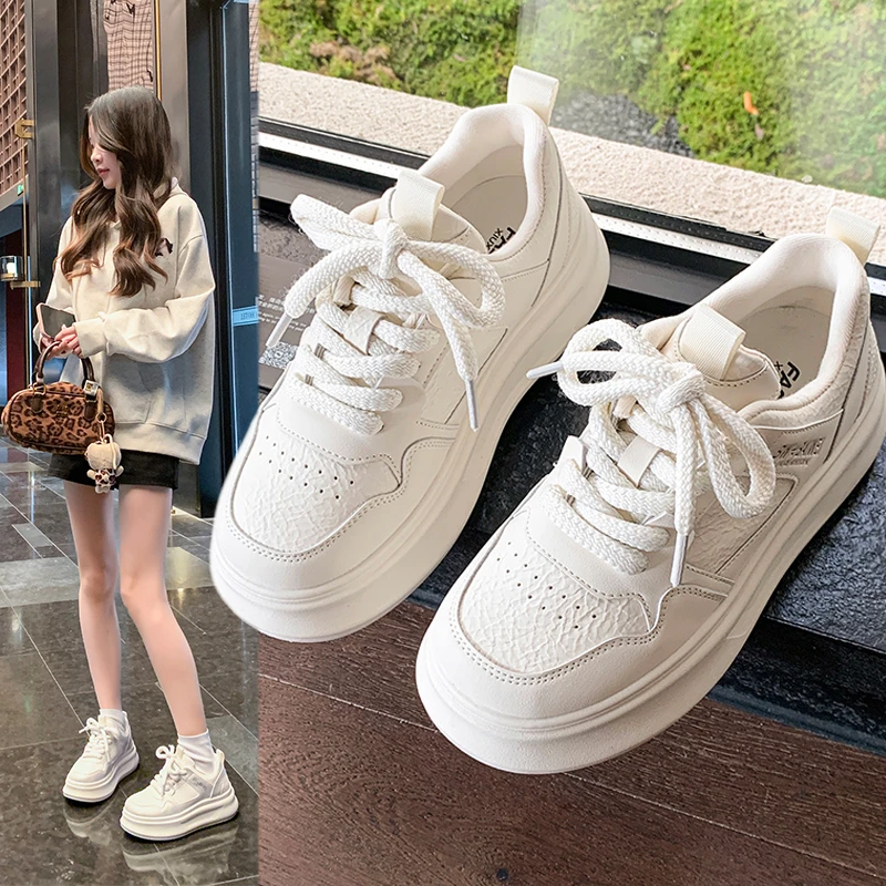 松糕小白鞋女2025年新款秋季百搭厚底运动休闲板鞋学生韩版女鞋