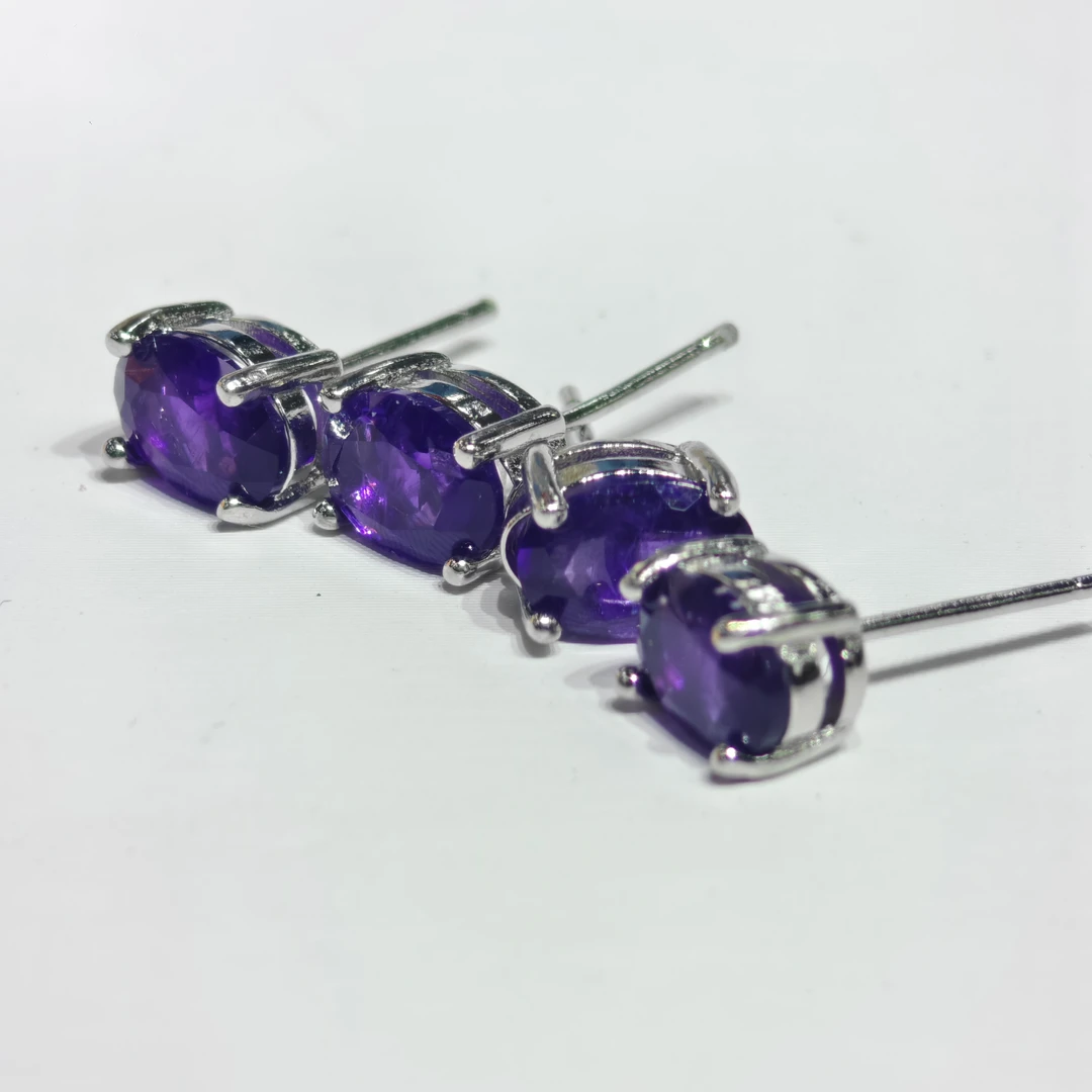 【书记甄选】天然紫水晶耳钉  多样式发一  ww3171