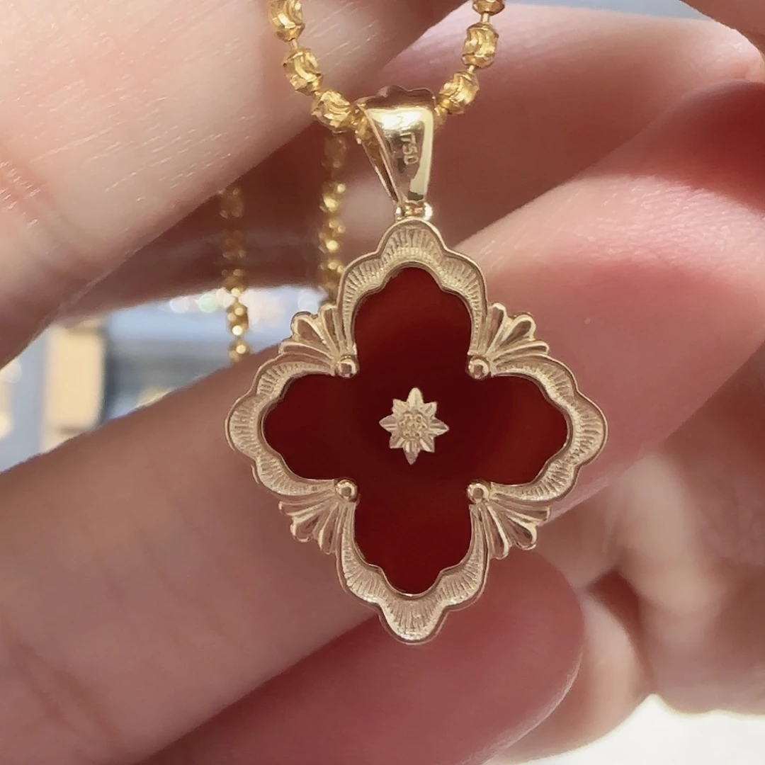 玛瑙/玉髓吊坠(不含链)18K金镶嵌