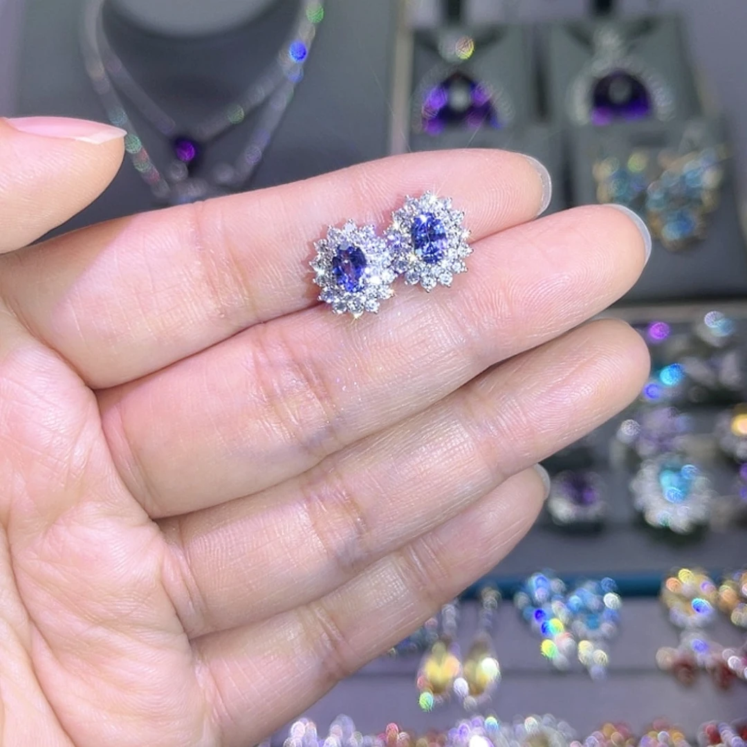 【闪购商品】坦桑石耳饰银S925镶嵌